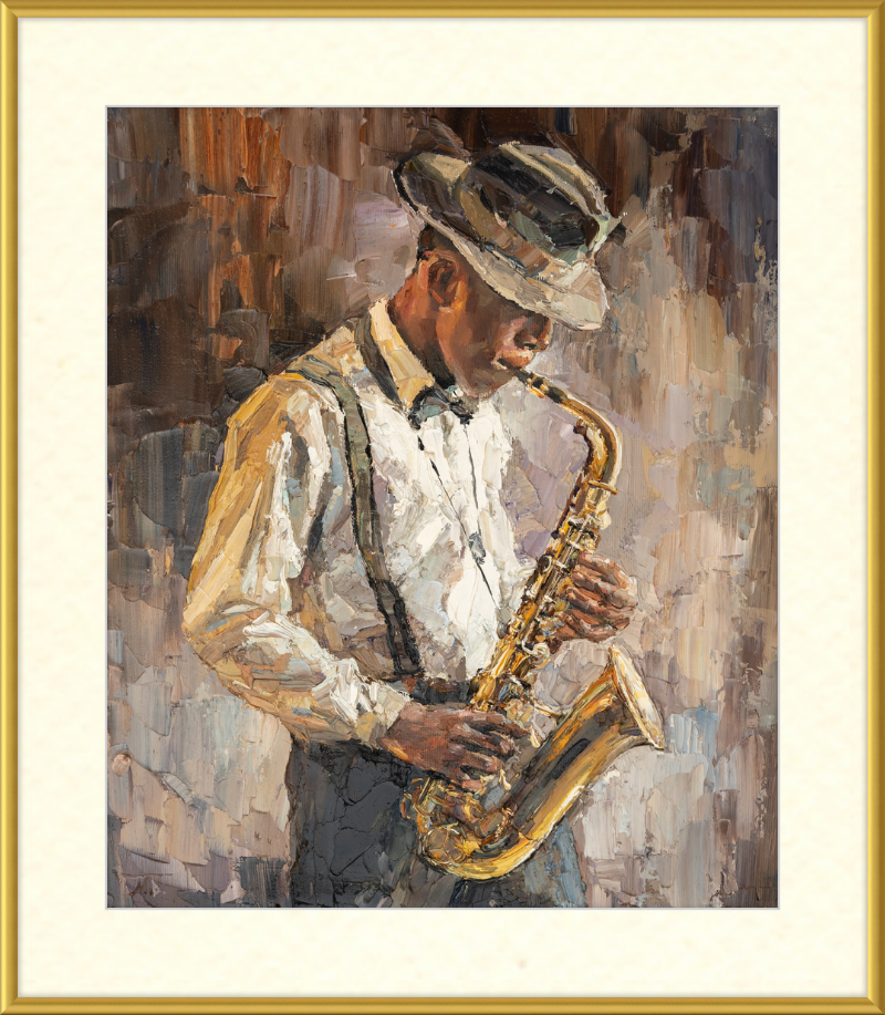 The Jazz Sax Man Oil Painting - Elegant Wall Art for Jazz Fans 2024