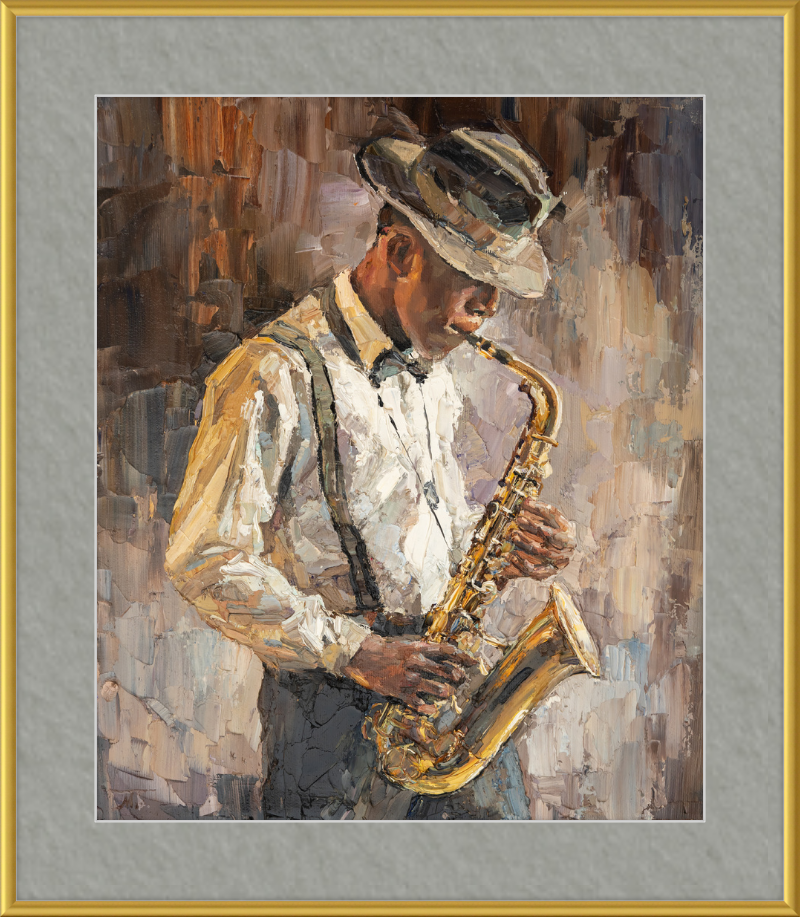 The Jazz Sax Man Oil Painting - Elegant Wall Art for Jazz Fans 2024